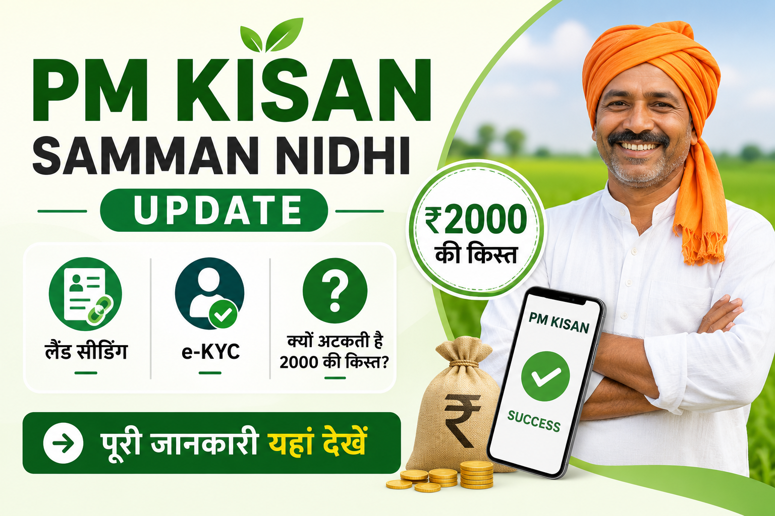 PM Kisan Samman Nidhi Update : क्यों अटकती है 2000 रुपये की किश्त? लैंड सीडिंग और e-KYC की पूरी जानकारी यहां देखें