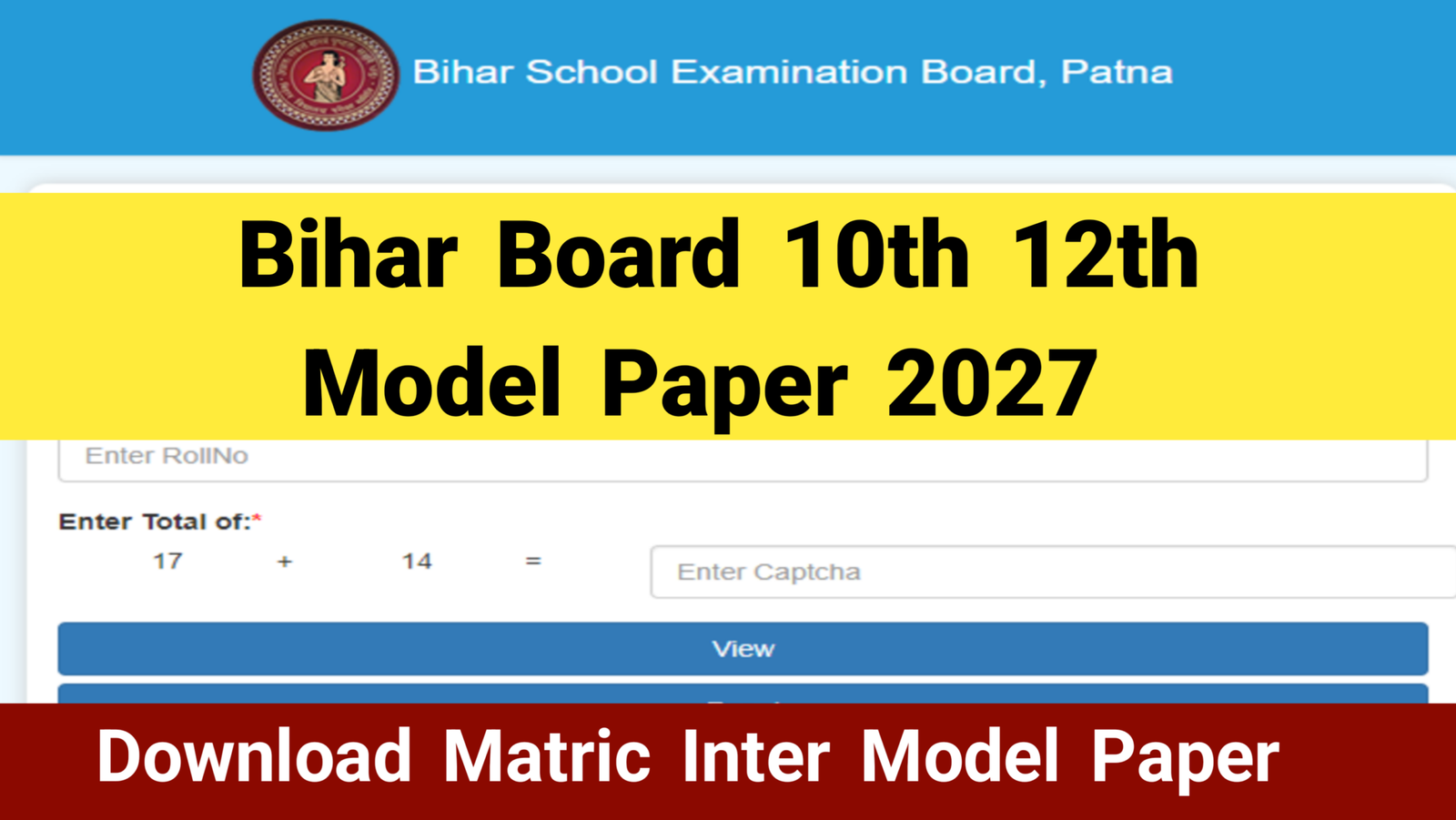 Bihar Board 10th 12th Model Paper 2027