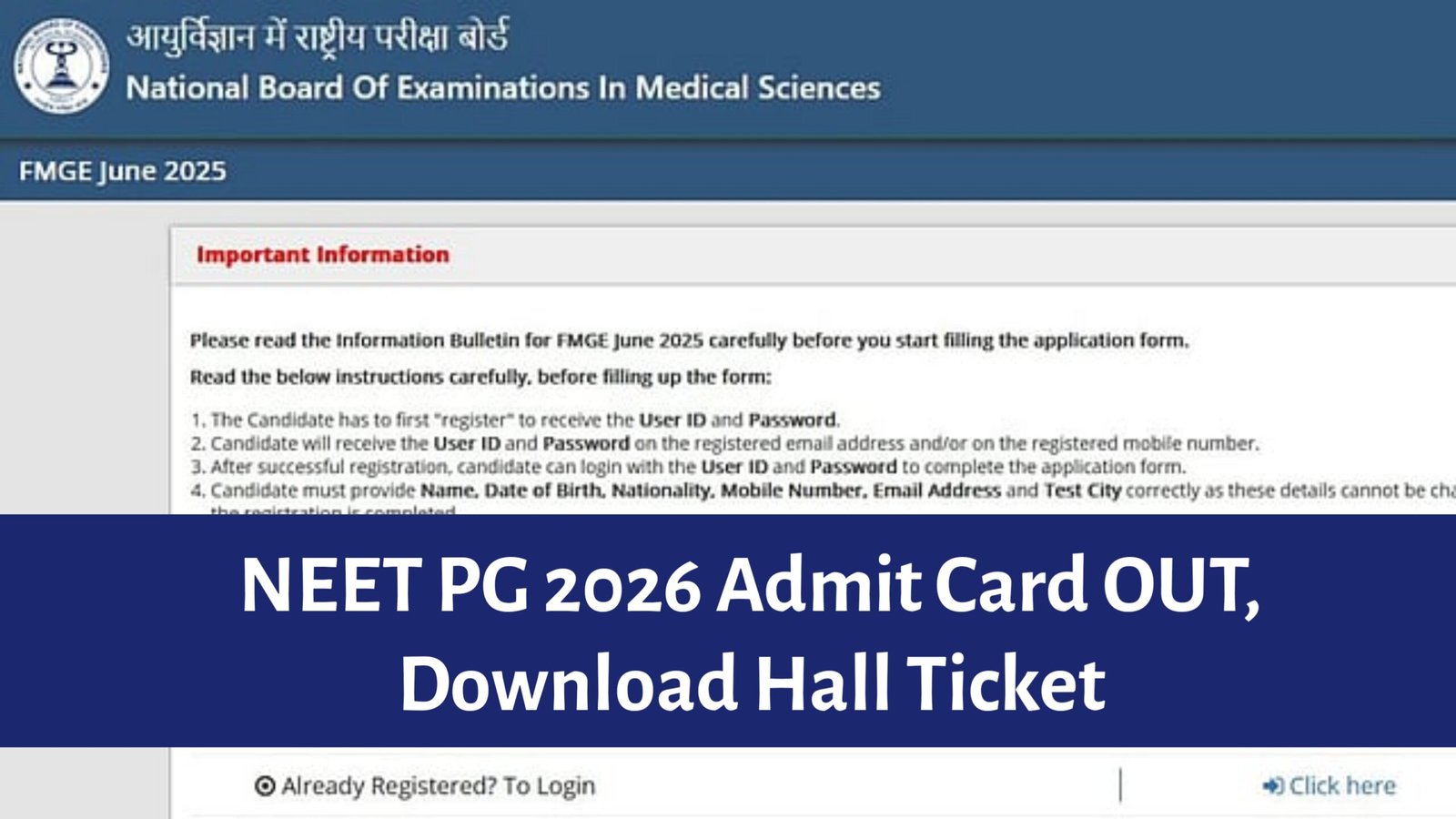 NEET PG 2026 Admit Card OUT