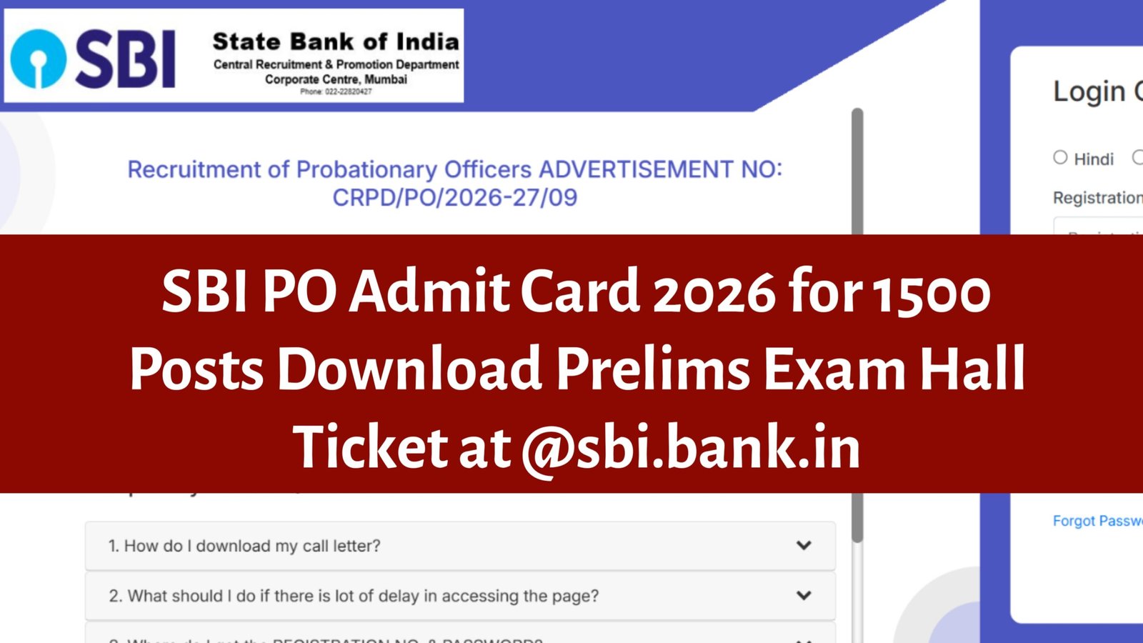 SBI PO Admit Card 2026
