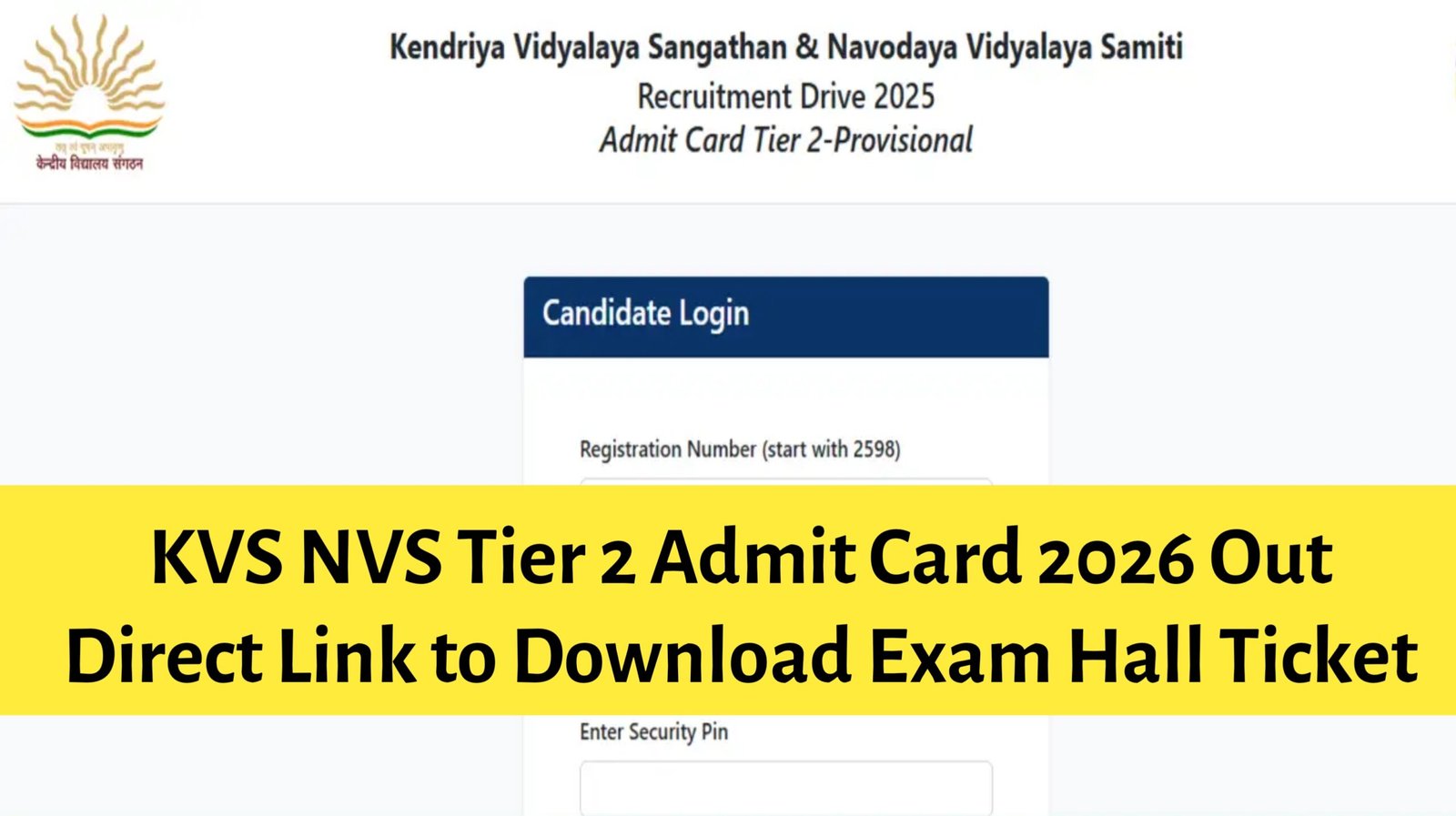 KVS NVS Tier 2 Admit Card 2026