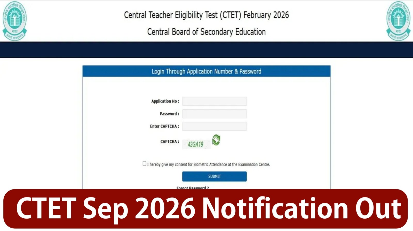 CTET Sep 2026 Notification