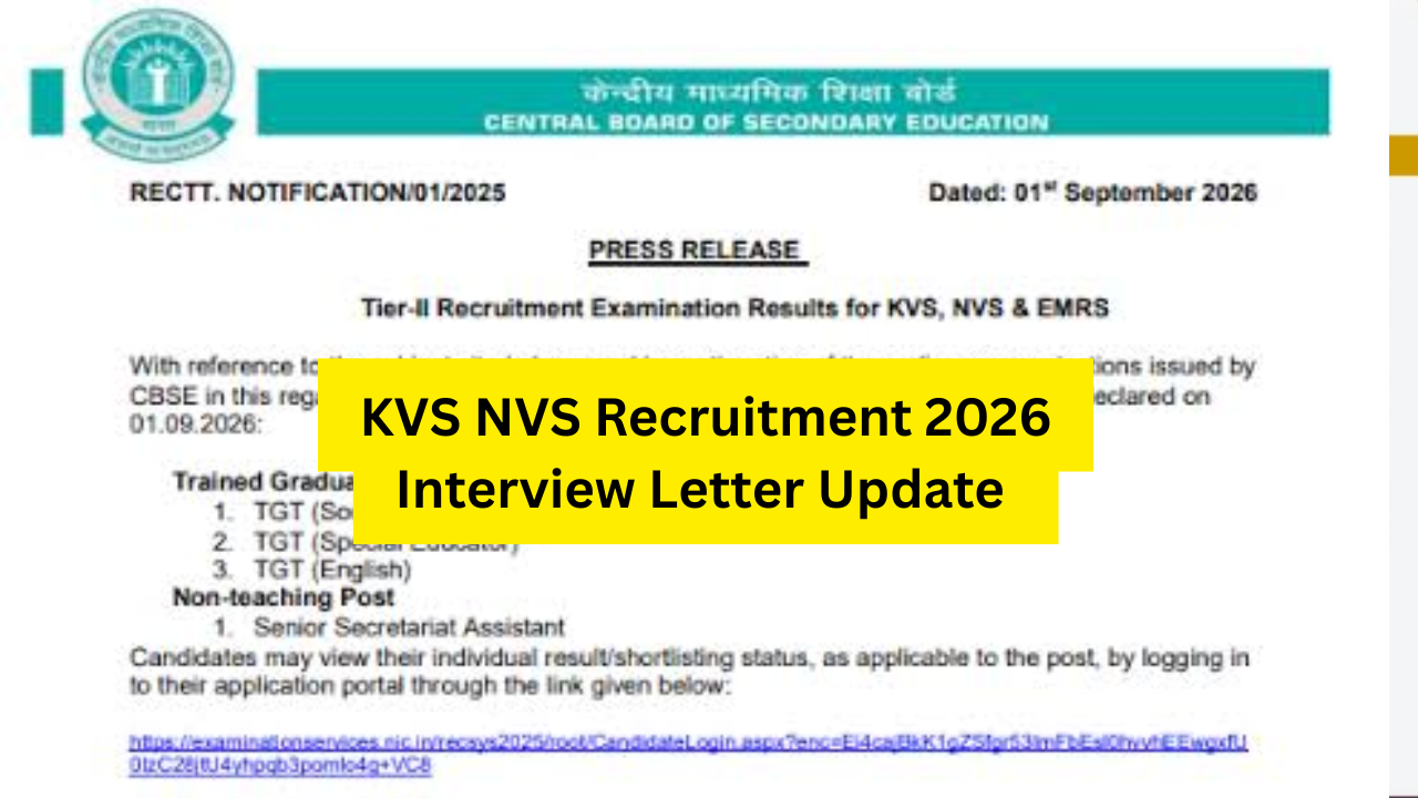 KVS NVS Recruitment 2026