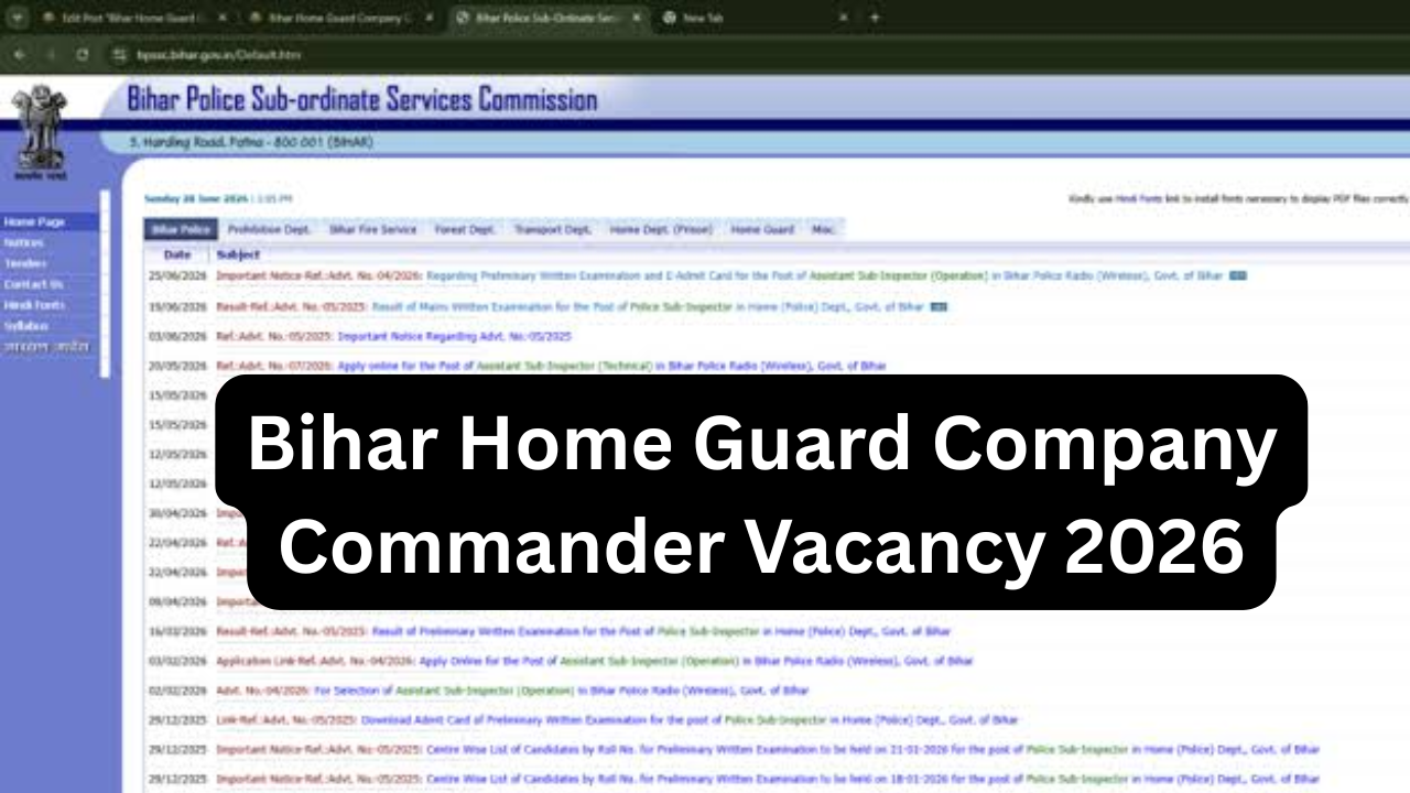 Bihar Home Guard Company Commander Vacancy 2026