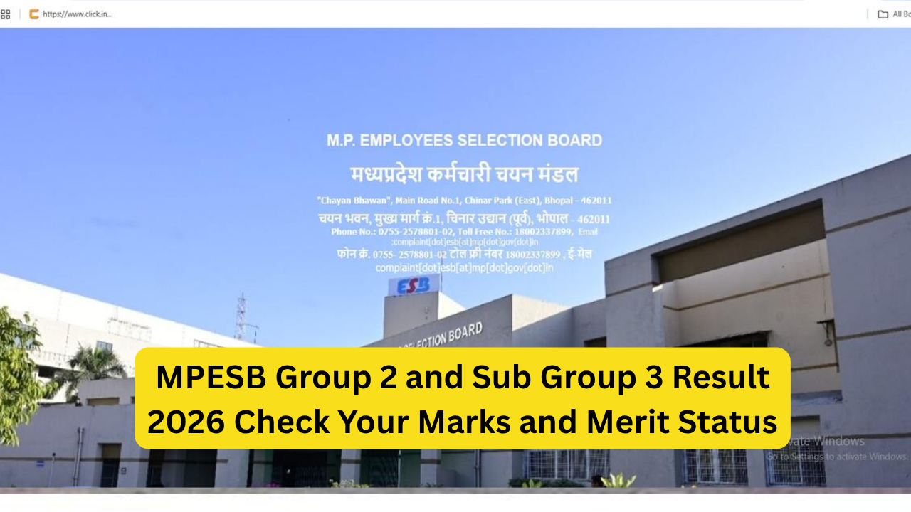 MPESB Group 2 and Sub Group 3 Result 2026 Check Your Marks and Merit Status